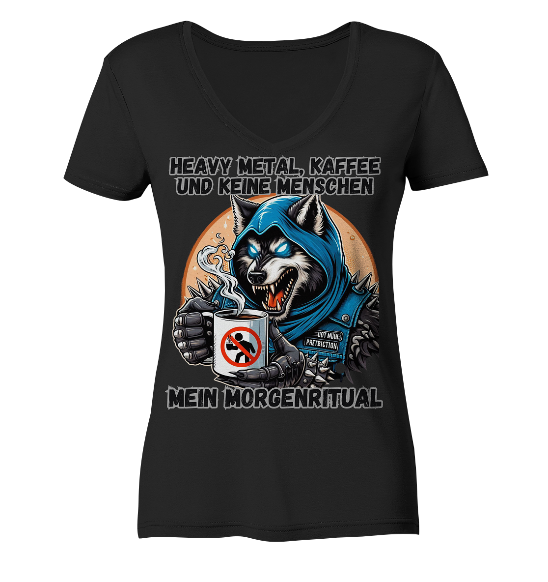 Heavy Metal, Kaffee und keine Menschen - Damen V-Neck T-Shirt