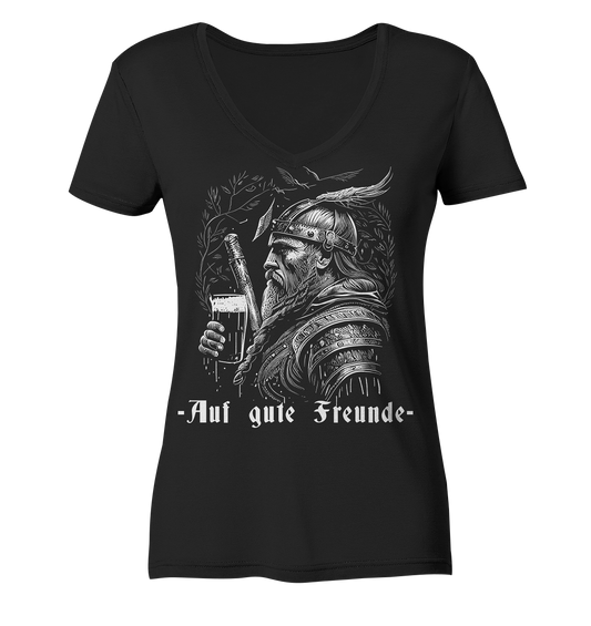 Auf gute Freunde - Damen V-Neck T-Shirt