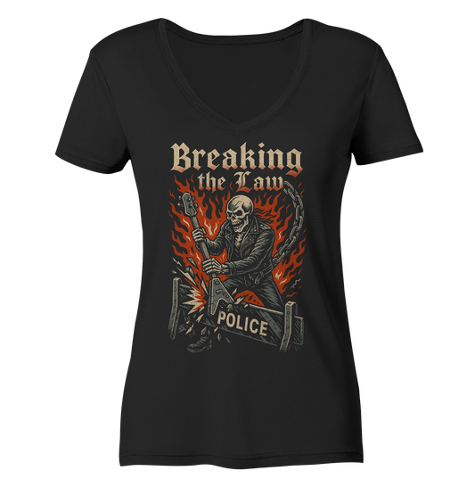 Breaking the Law - Skull - Damen V-Neck T-Shirt