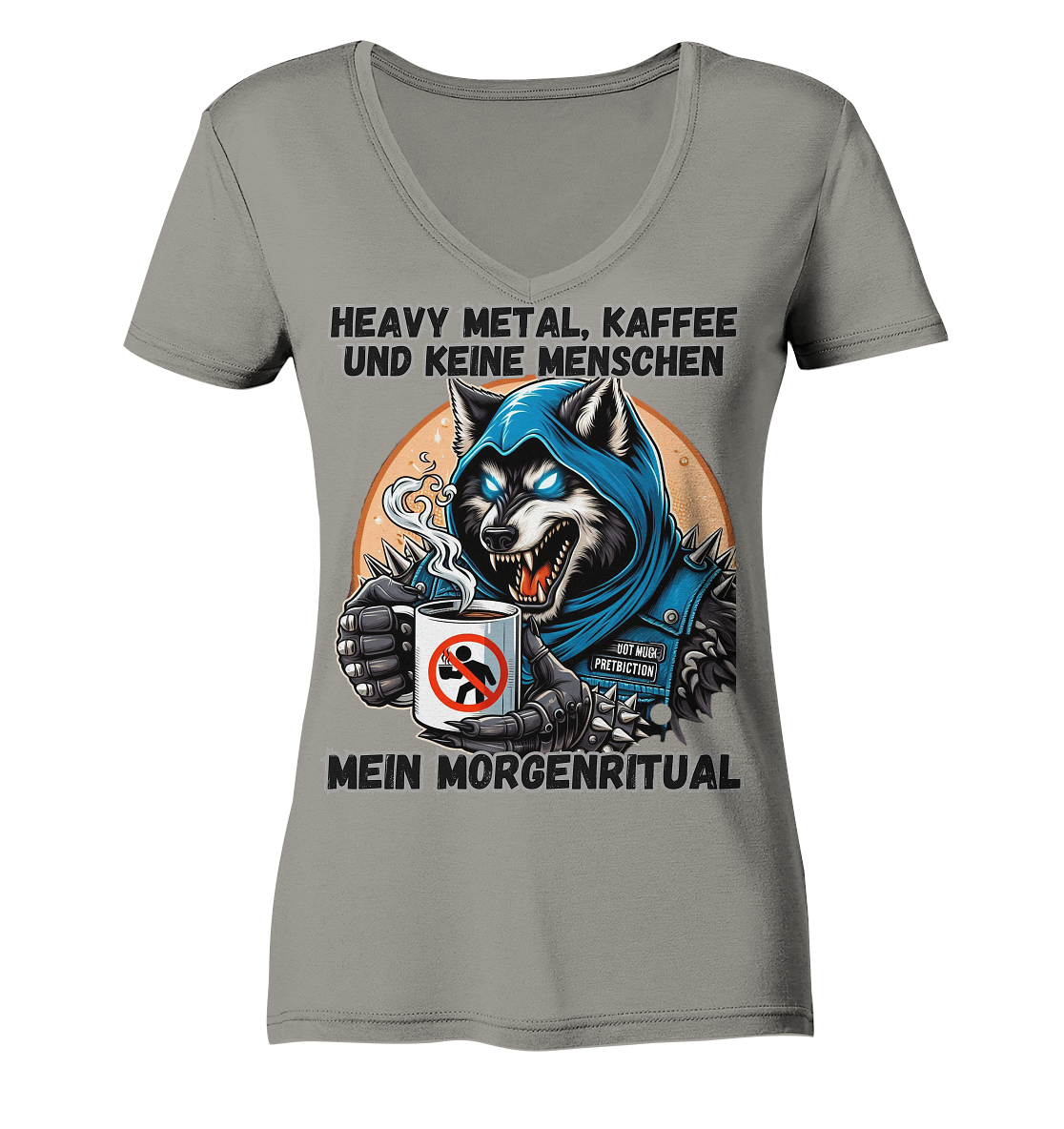 Heavy Metal, Kaffee und keine Menschen - Damen V-Neck T-Shirt