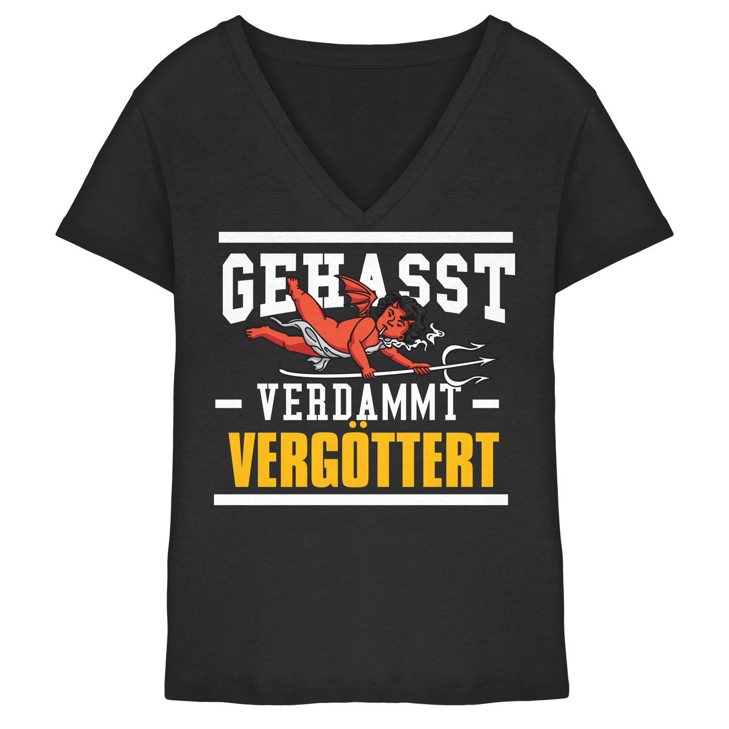 Gehasst Verdammt Vergöttert - böhser Engel - Damen V-Neck T-Shirt