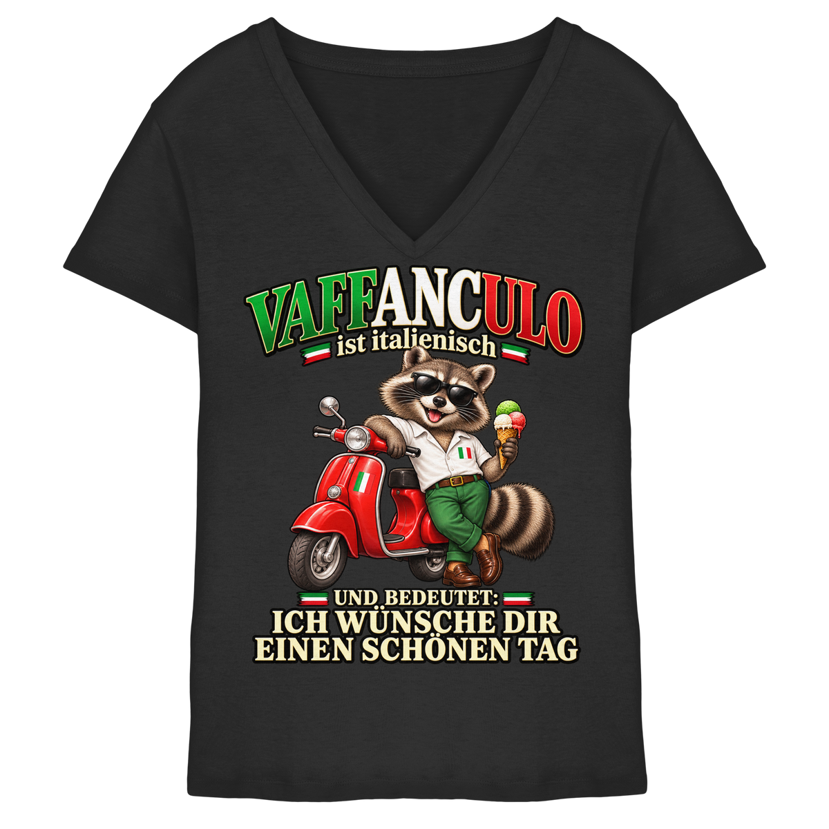 VAFFANCULO - Damen V-Neck T-Shirt