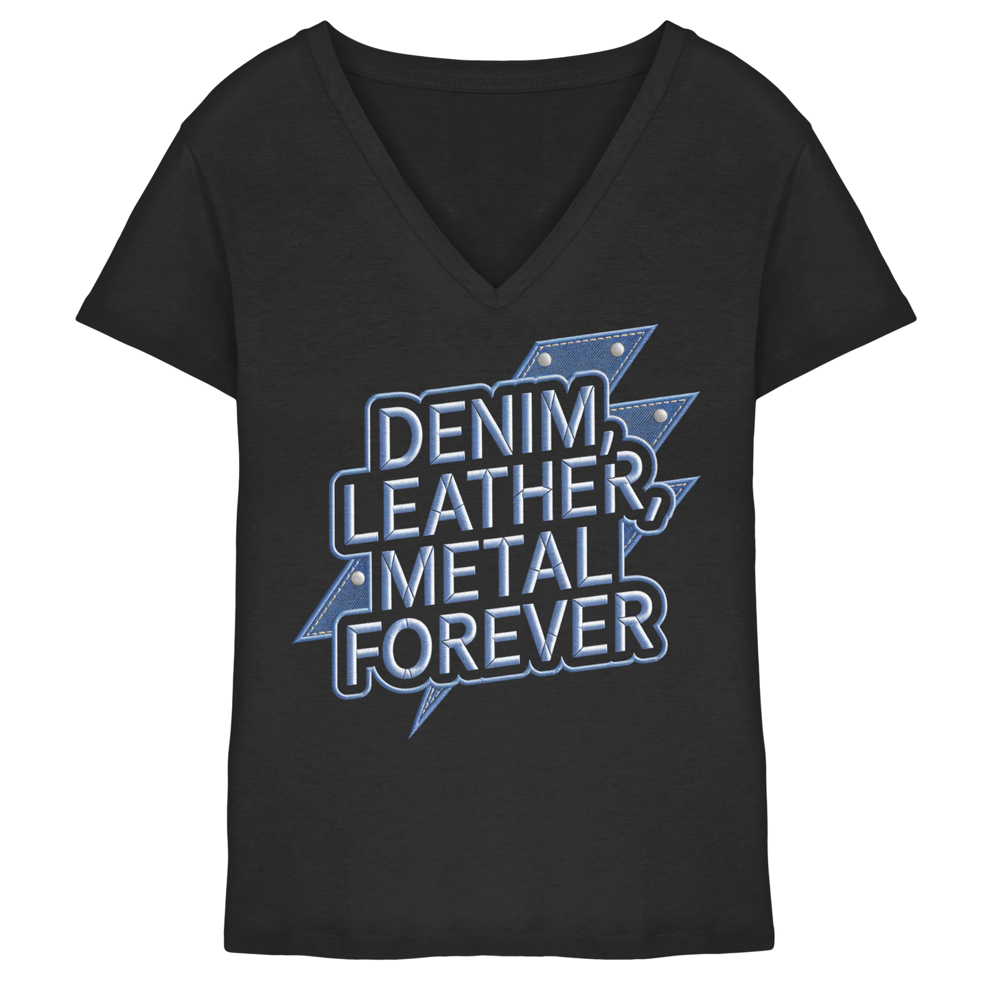 Denim, Leather, Metal Forever - Heavy Metal - Damen V-Neck T-Shirt