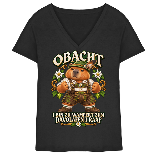 Obacht - I Raaf - Damen V-Neck T-Shirt