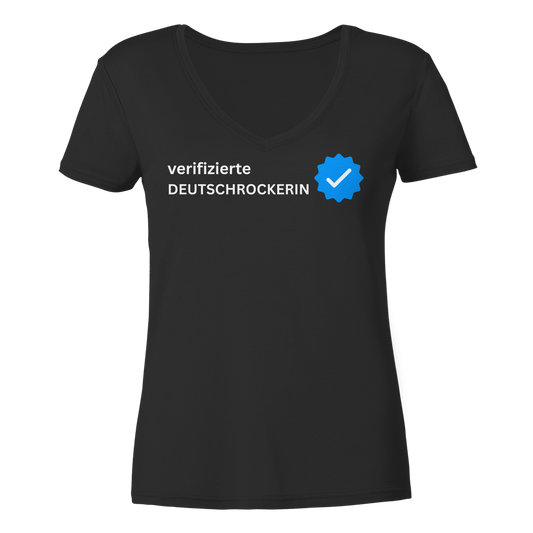 verifizierte Deutschrockerin - Damen V-Neck T-Shirt