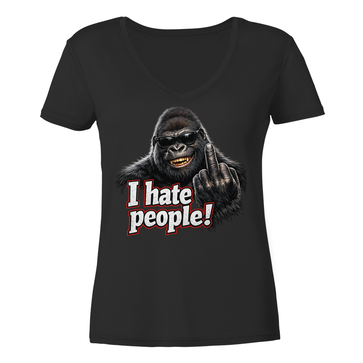 I hate people! - Damen V-Neck T-Shirt
