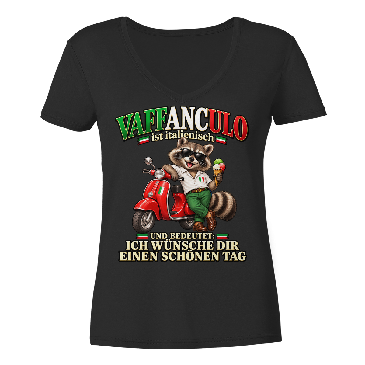 VAFFANCULO - Damen V-Neck T-Shirt
