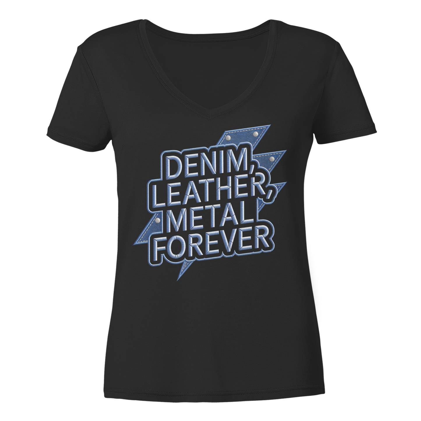 Denim, Leather, Metal Forever - Heavy Metal - Damen V-Neck T-Shirt