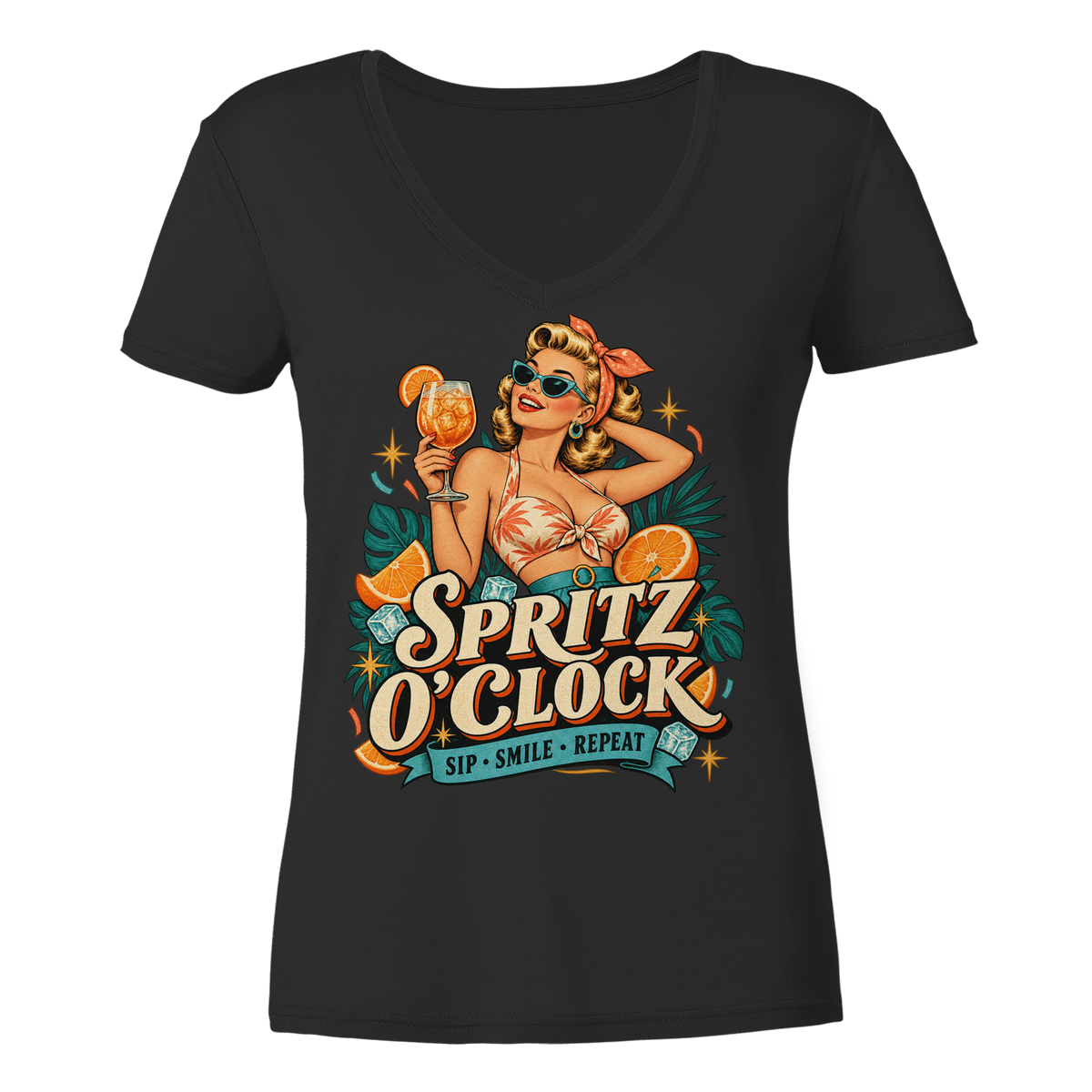 Spritz O' Clock - Damen V-Neck T-Shirt