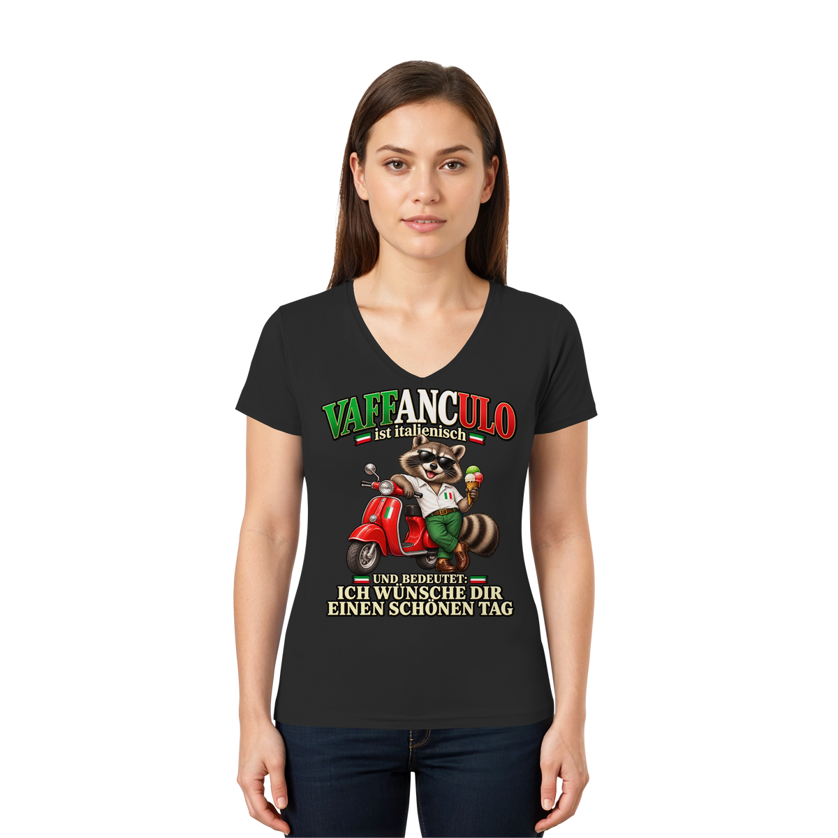 VAFFANCULO - Damen V-Neck T-Shirt