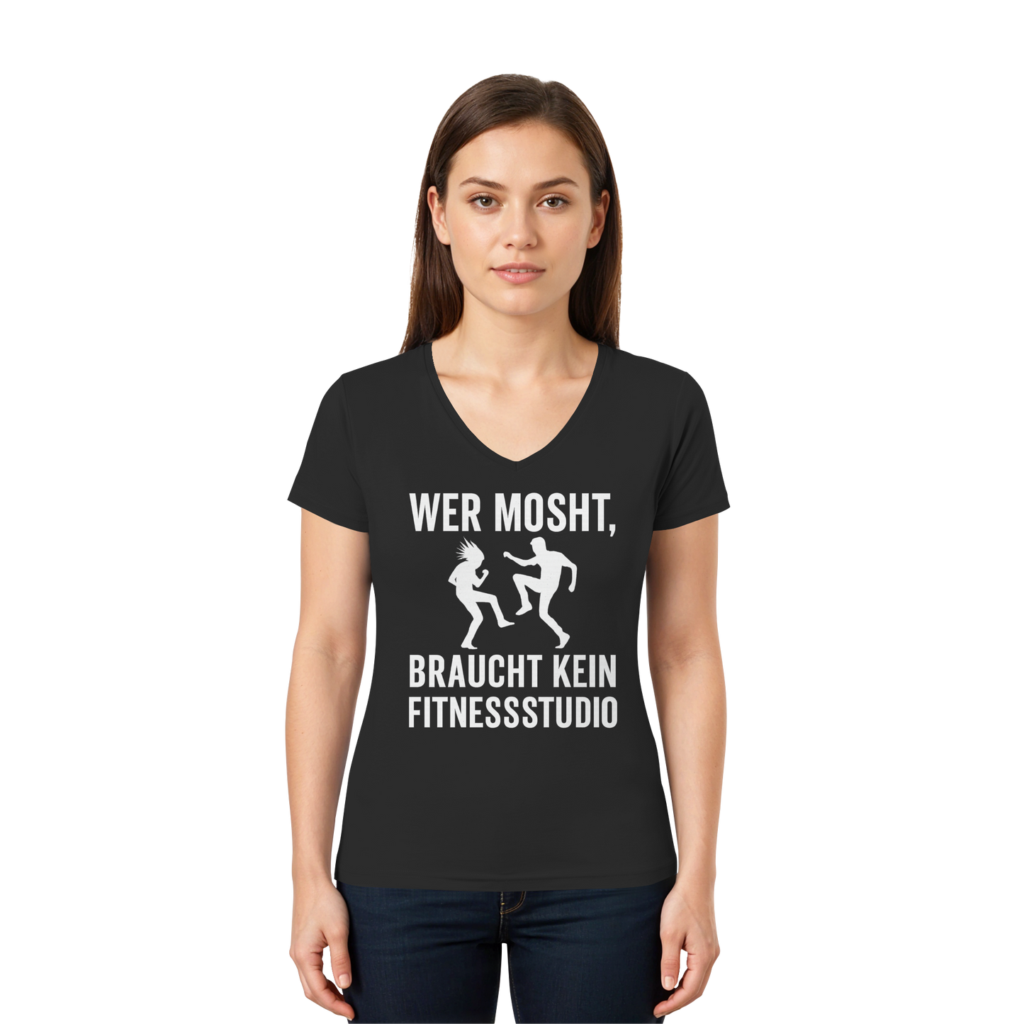 Moshen statt Hantelbank - Damen V-Neck T-Shirt