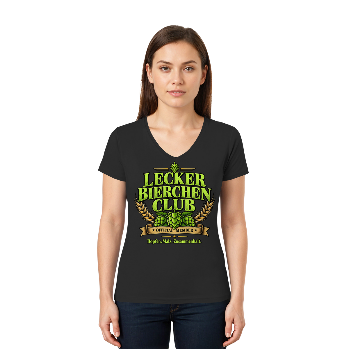 Lecker Bierchen Club - Damen V-Neck T-Shirt