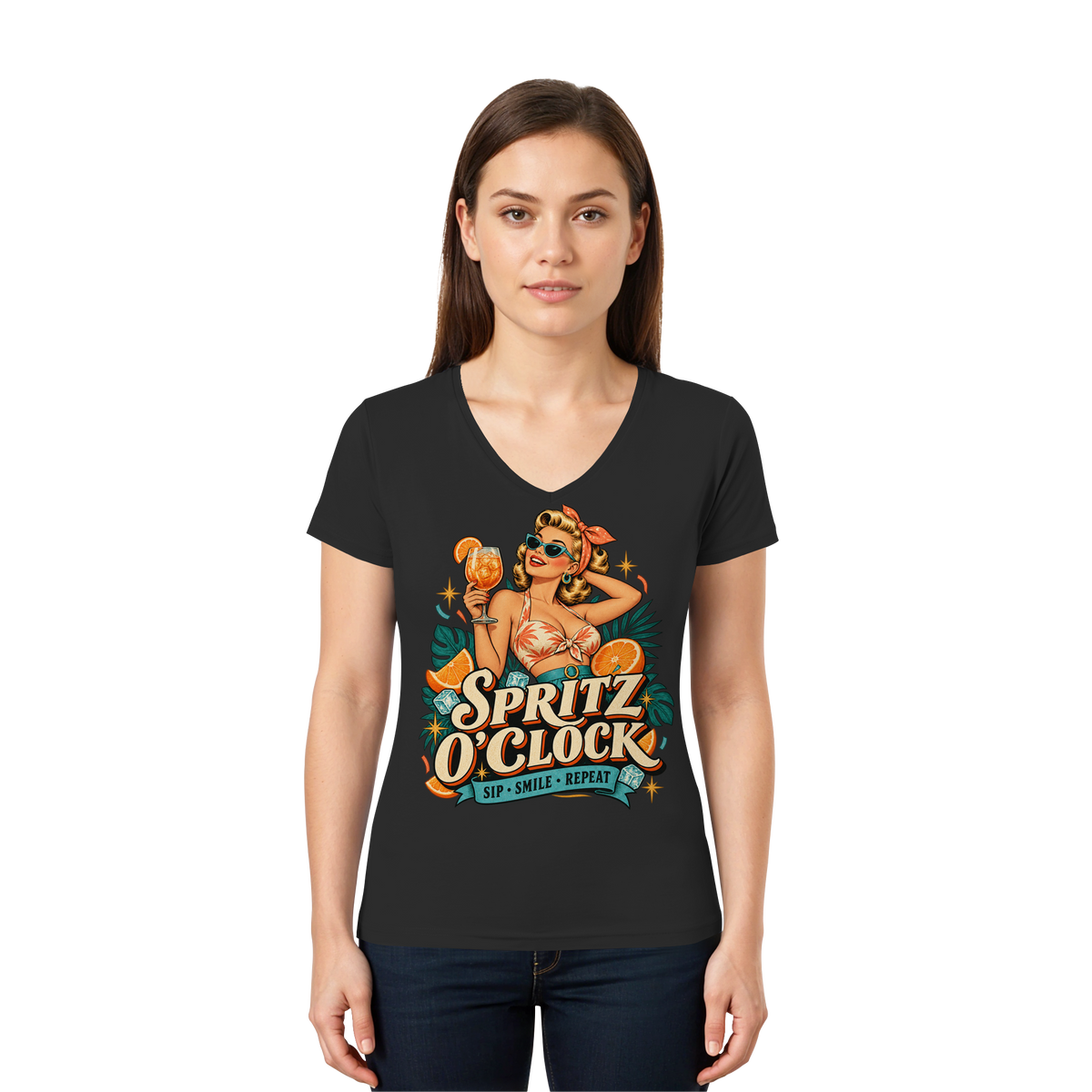 Spritz O' Clock - Damen V-Neck T-Shirt