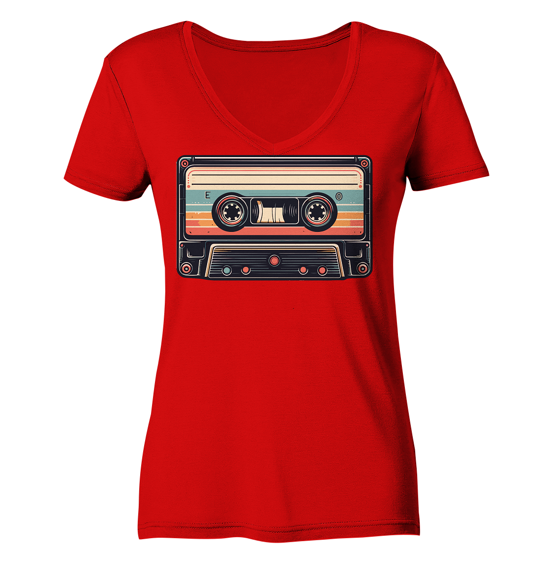 Musikkassette - Tape - Damen V-Neck T-Shirt