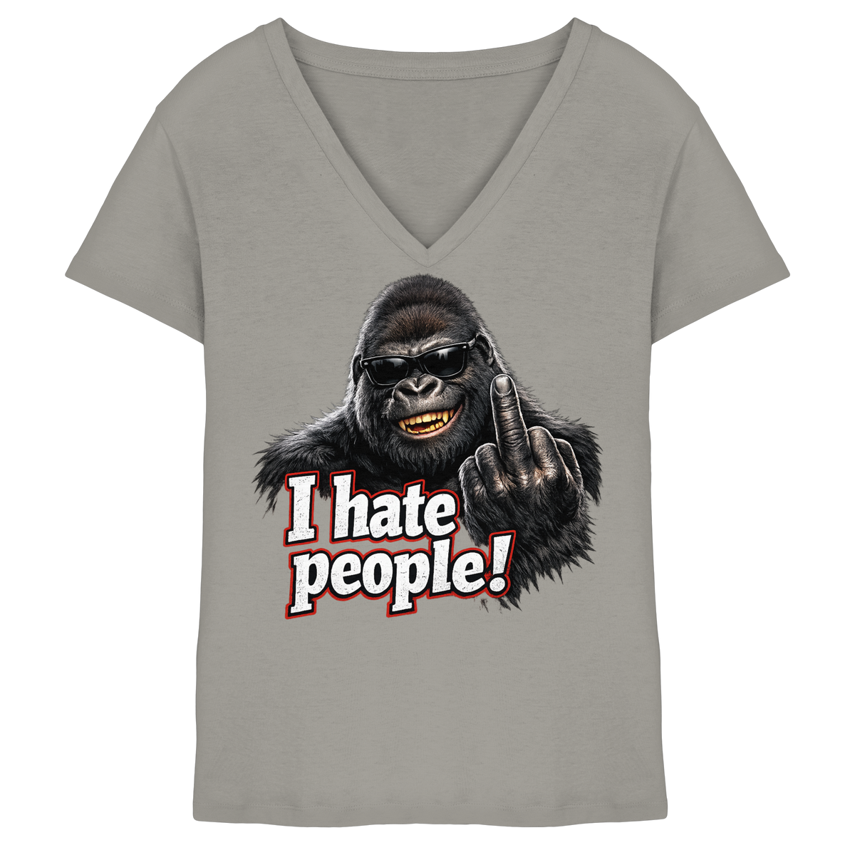 I hate people! - Damen V-Neck T-Shirt