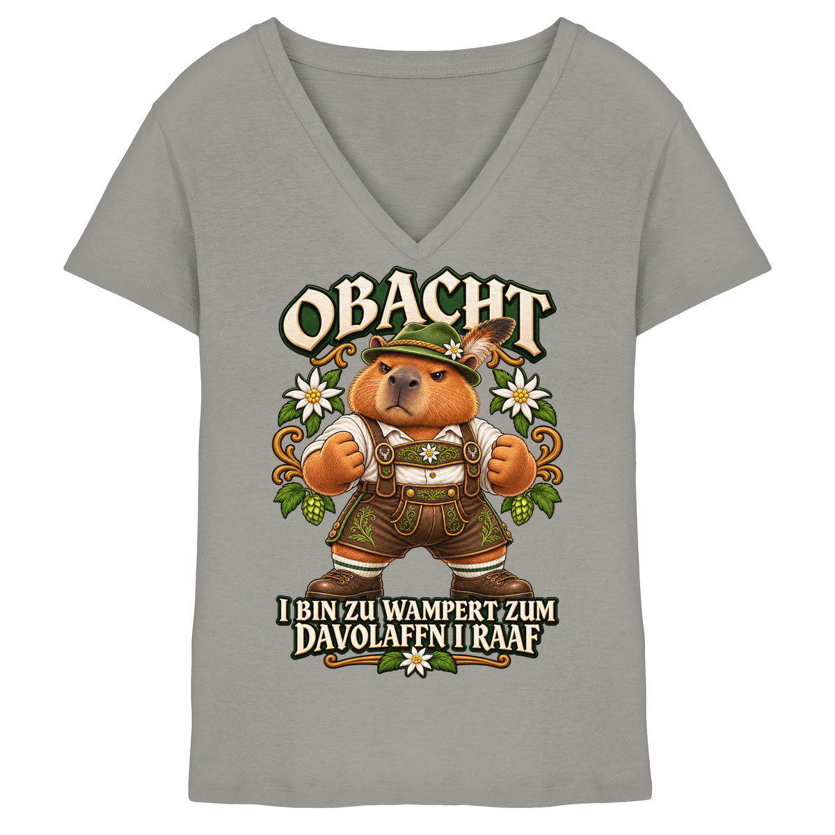 Obacht - I Raaf - Damen V-Neck T-Shirt