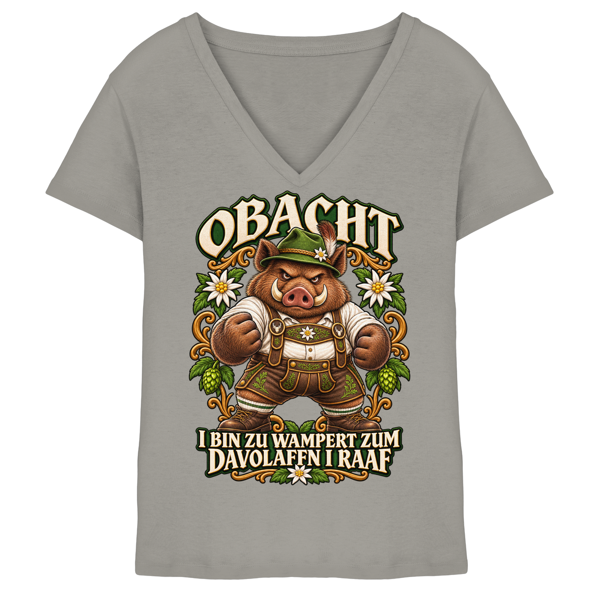 Obacht - I bin zu wampert - Damen V-Neck Shirt