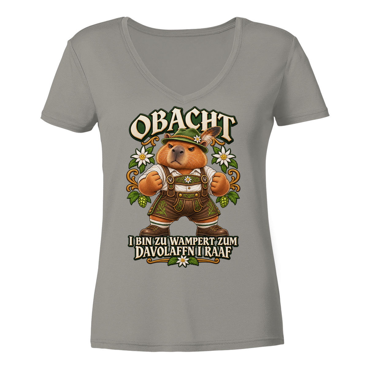 Obacht - I Raaf - Damen V-Neck T-Shirt