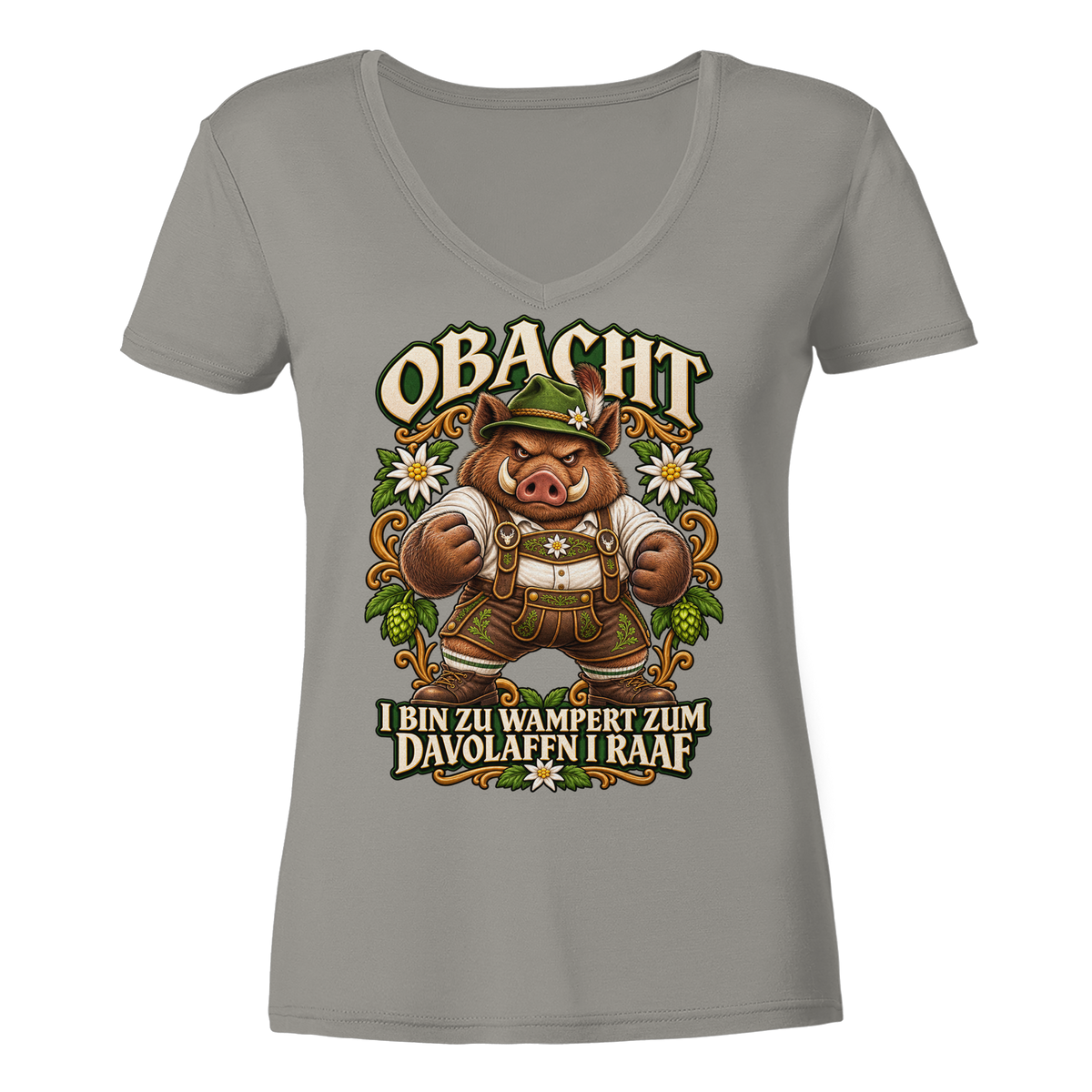 Obacht - I bin zu wampert - Damen V-Neck Shirt