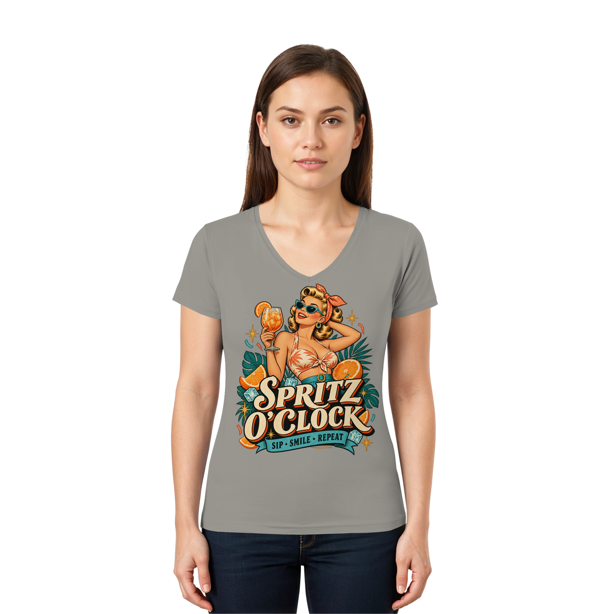 Spritz O' Clock - Damen V-Neck T-Shirt
