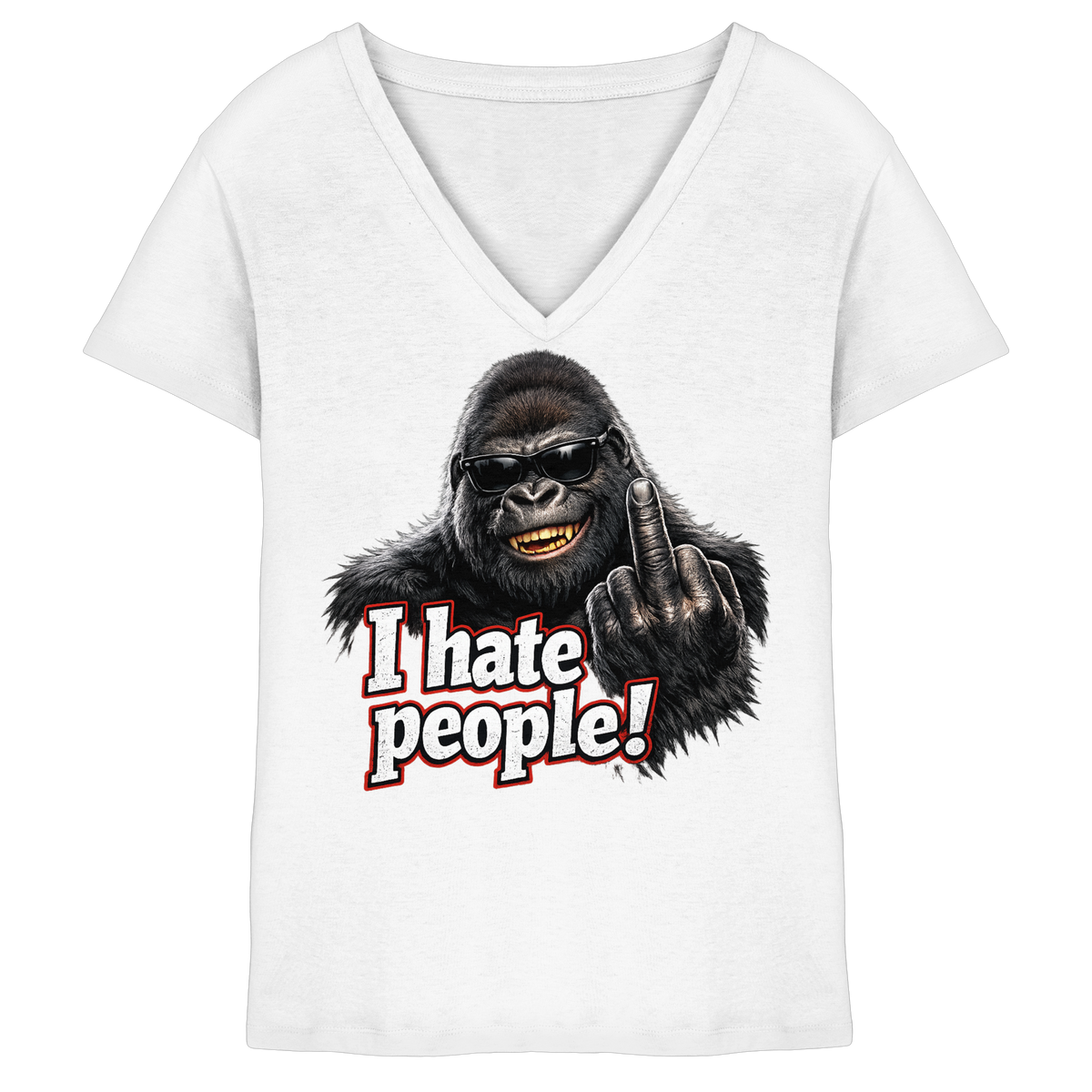 I hate people! - Damen V-Neck T-Shirt