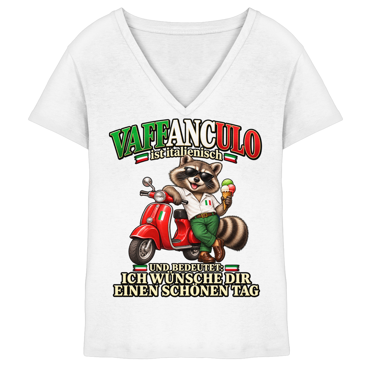 VAFFANCULO - Damen V-Neck T-Shirt