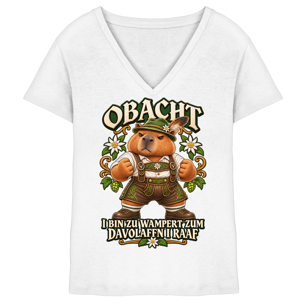 Obacht - I Raaf - Damen V-Neck T-Shirt