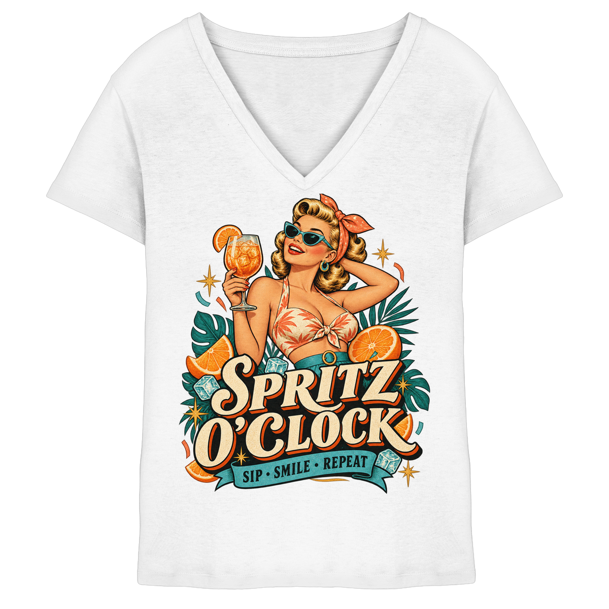 Spritz O' Clock - Damen V-Neck T-Shirt