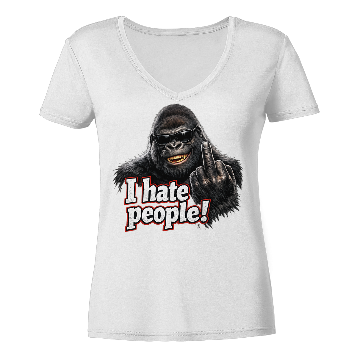 I hate people! - Damen V-Neck T-Shirt