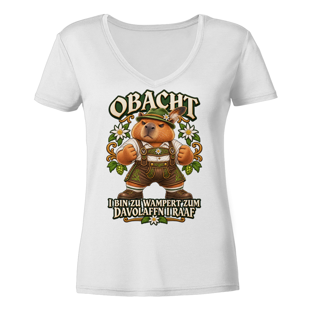 Obacht - I Raaf - Damen V-Neck T-Shirt