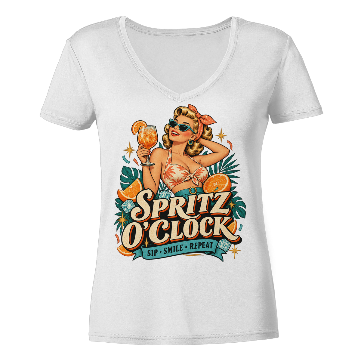 Spritz O' Clock - Damen V-Neck T-Shirt