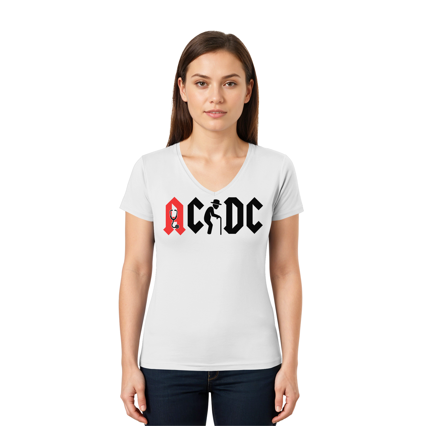 ACDC- Altrocker Logo - Damen V-Neck T-Shirt