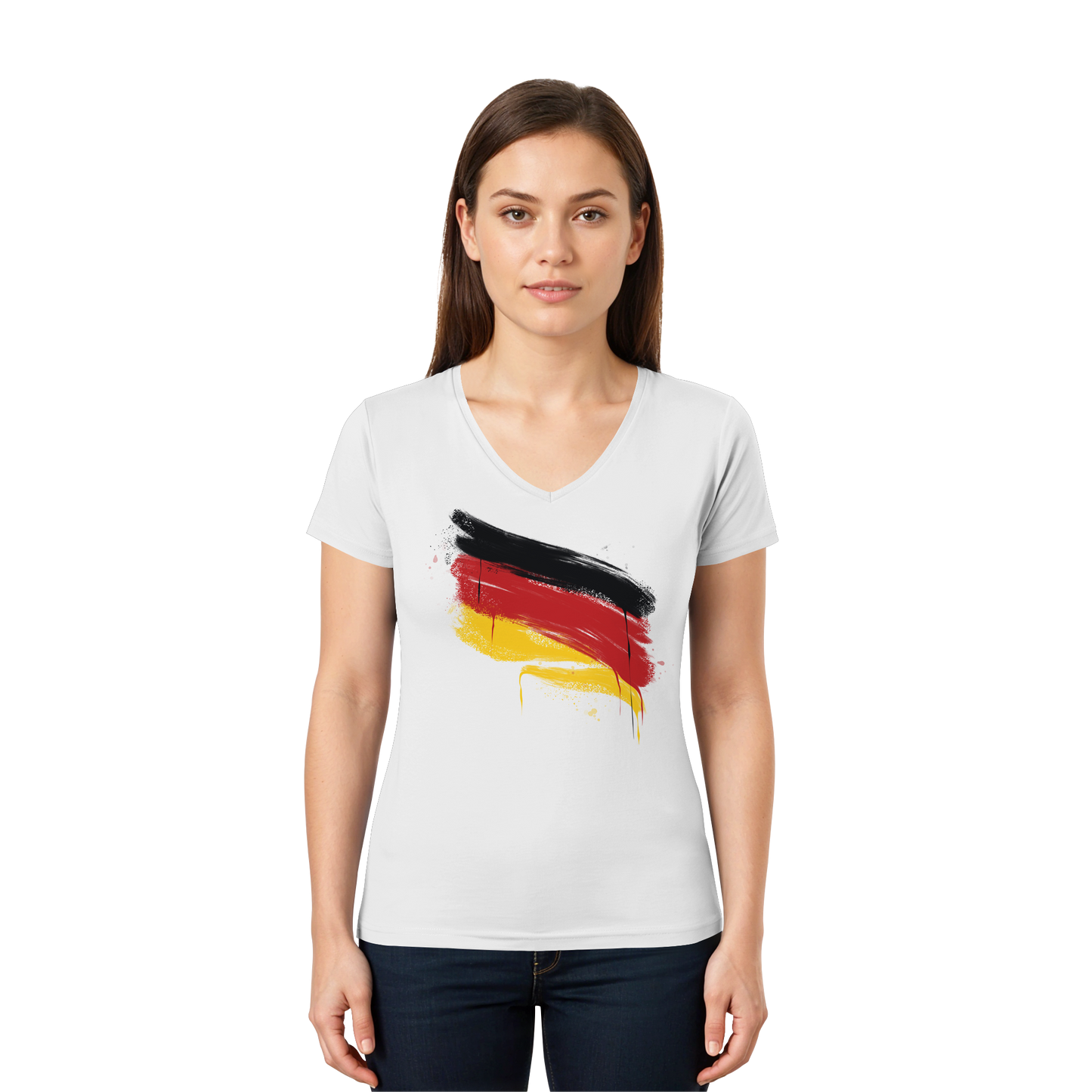 Deutschland Fahne - Damen V-Neck T-Shirt