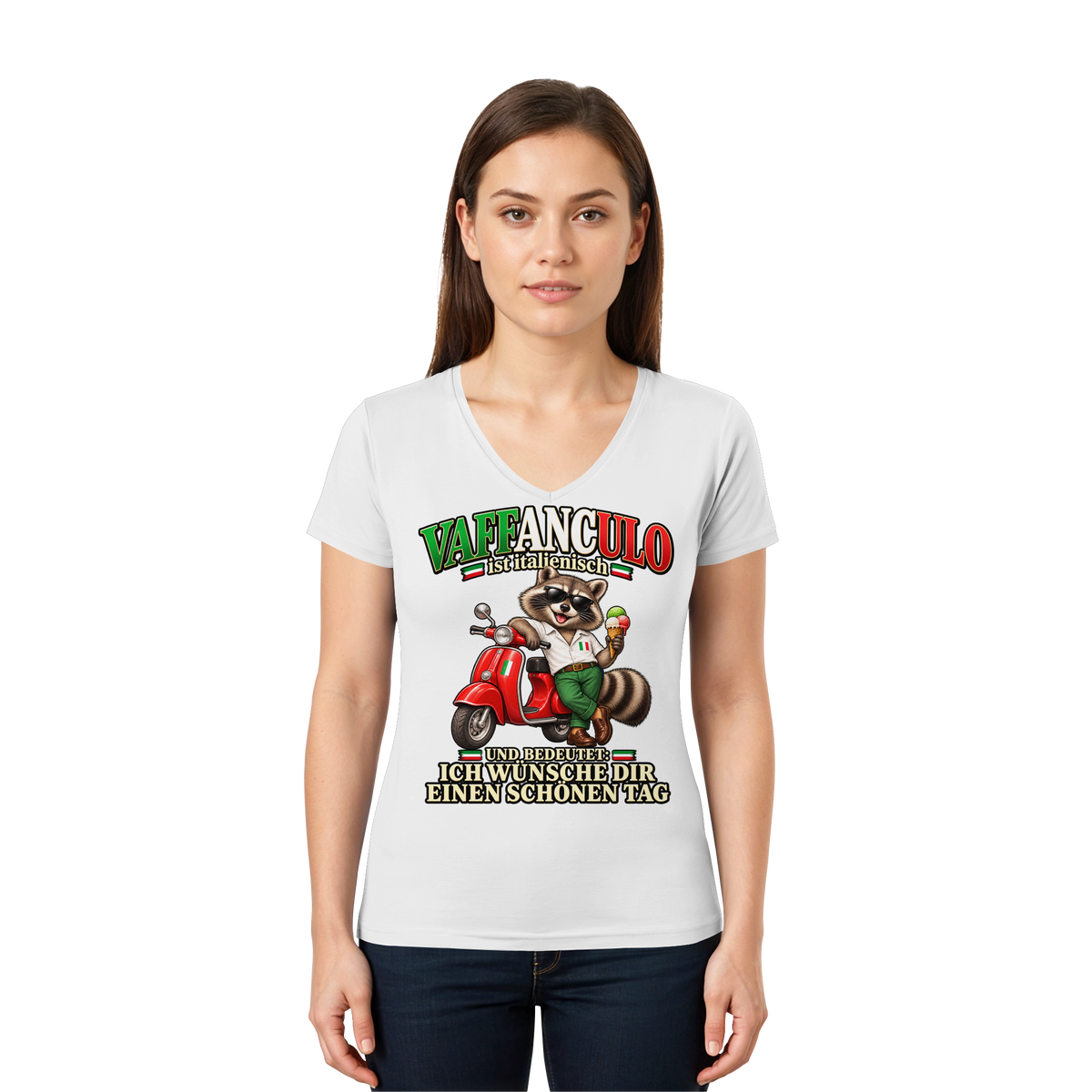 VAFFANCULO - Damen V-Neck T-Shirt