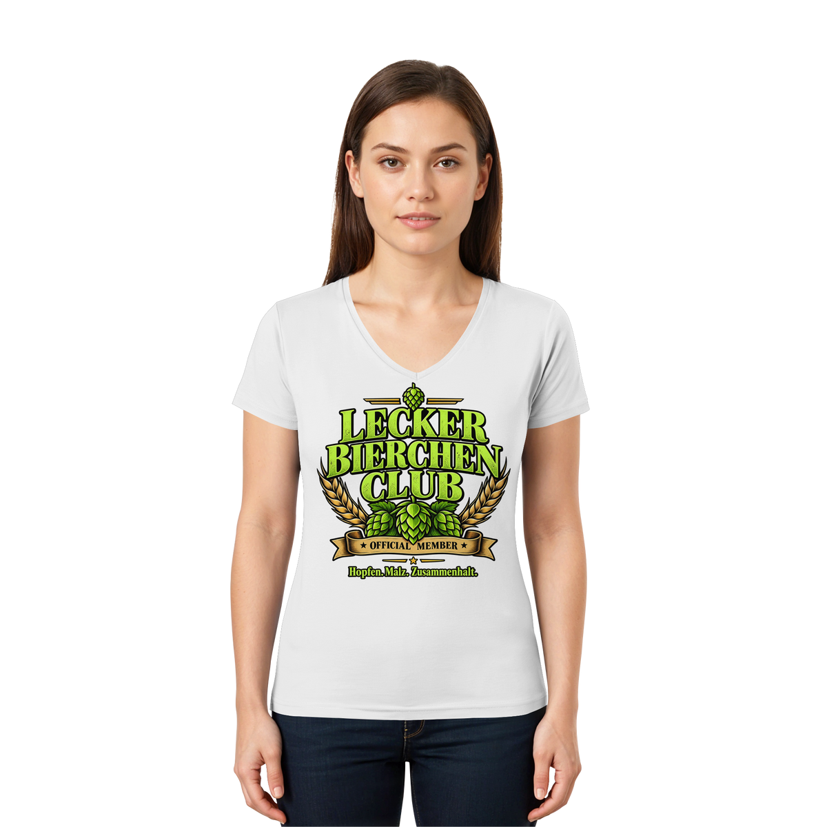 Lecker Bierchen Club - Damen V-Neck T-Shirt