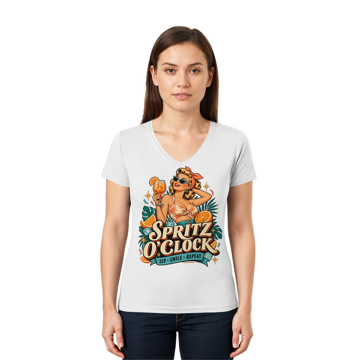 Spritz O' Clock - Damen V-Neck T-Shirt