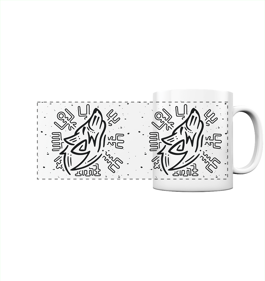 Fenris Wolf mit Runen - Tasse