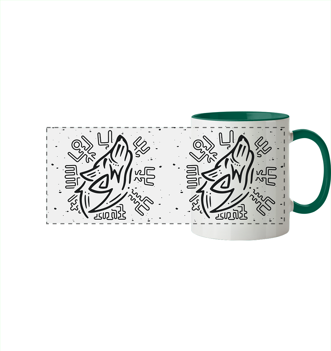 Fenris Wolf mit Runen - Tasse zweifarbig