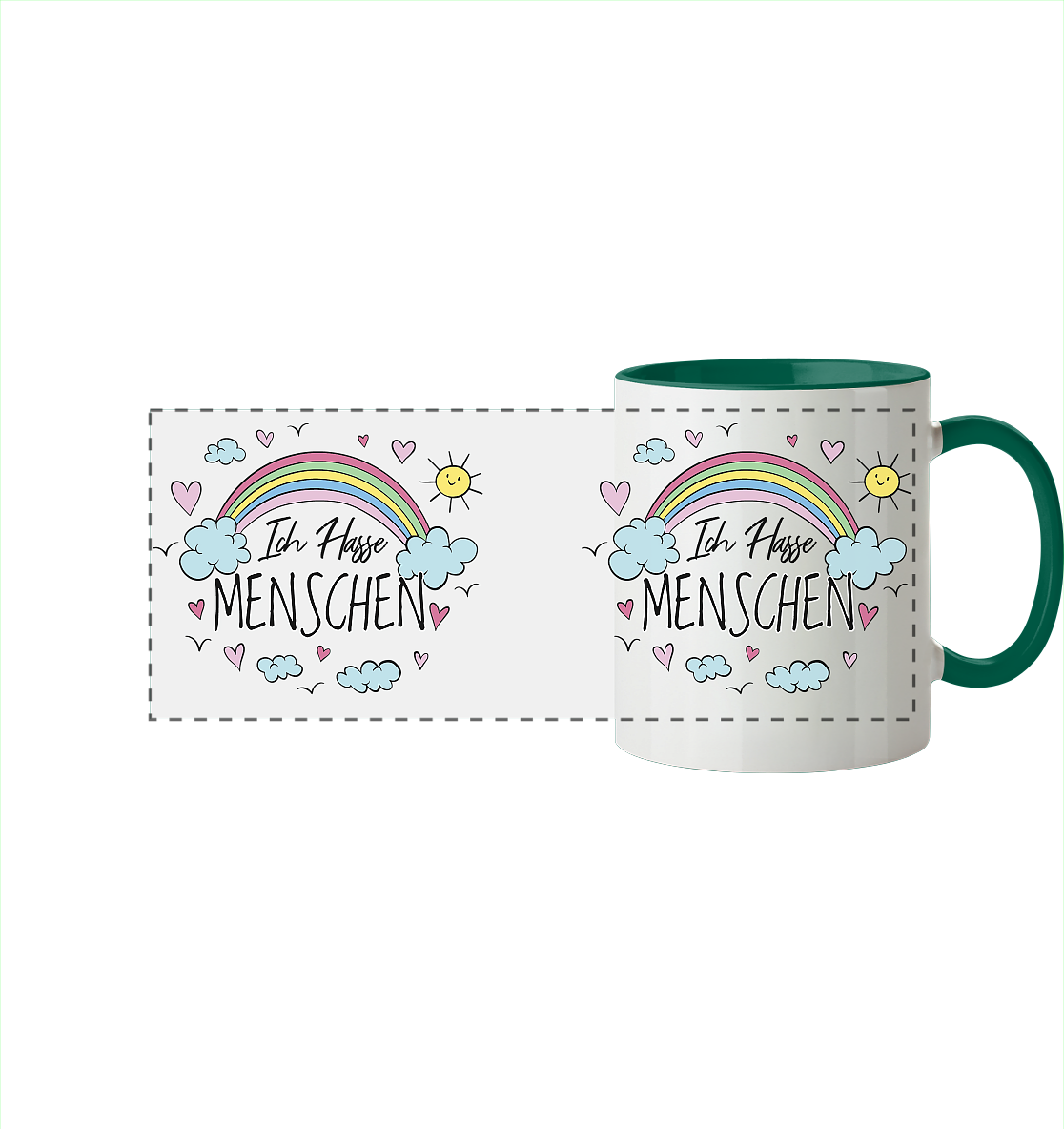 Ich hasse Menschen - Tasse zweifarbig