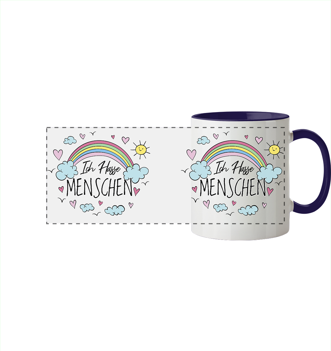 Ich hasse Menschen - Tasse zweifarbig