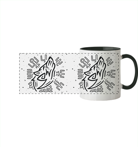Fenris Wolf mit Runen - Tasse zweifarbig