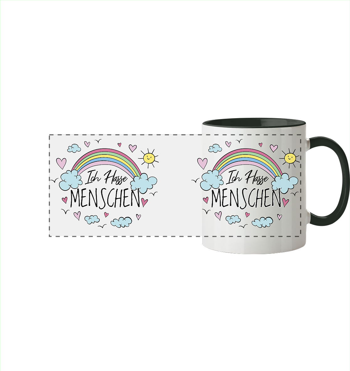 Ich hasse Menschen - Tasse zweifarbig