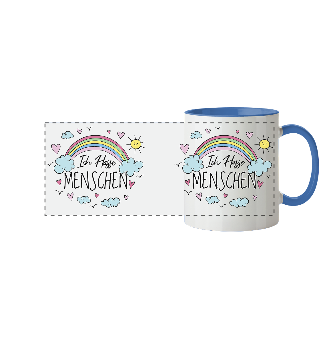 Ich hasse Menschen - Tasse zweifarbig
