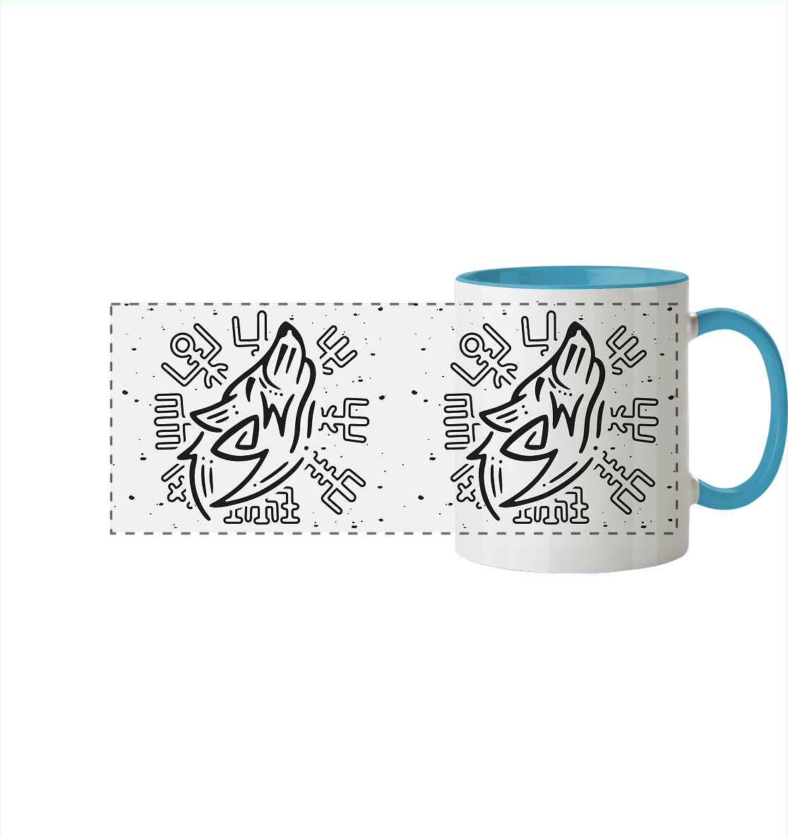 Fenris Wolf mit Runen - Tasse zweifarbig