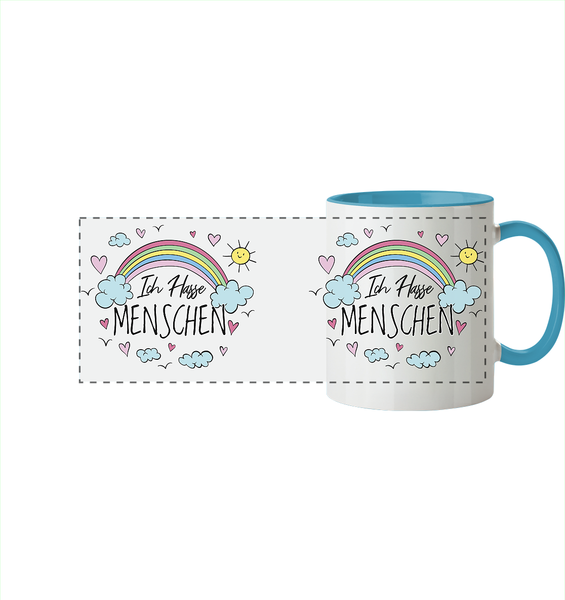 Ich hasse Menschen - Tasse zweifarbig