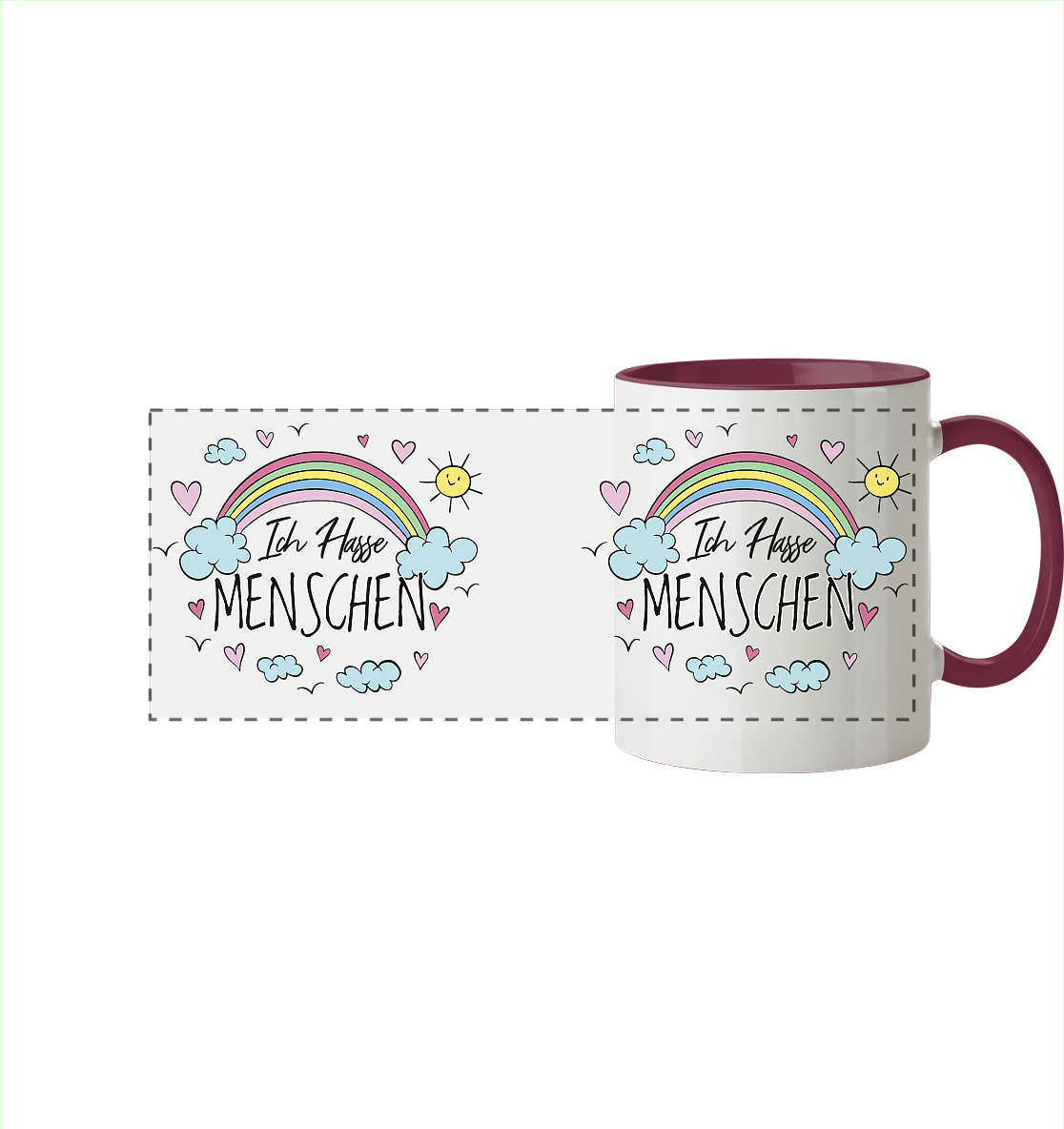 Ich hasse Menschen - Tasse zweifarbig