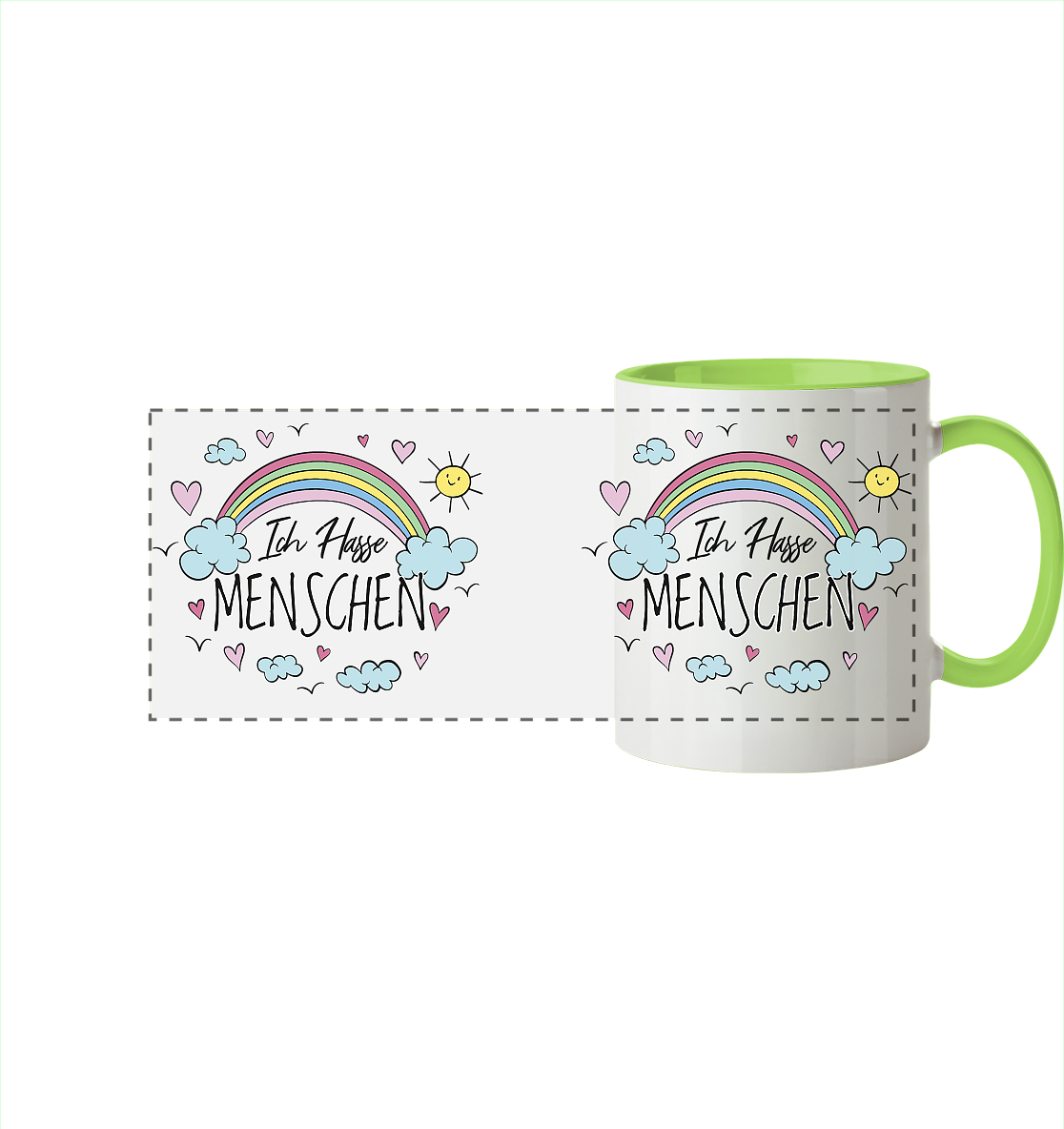 Ich hasse Menschen - Tasse zweifarbig