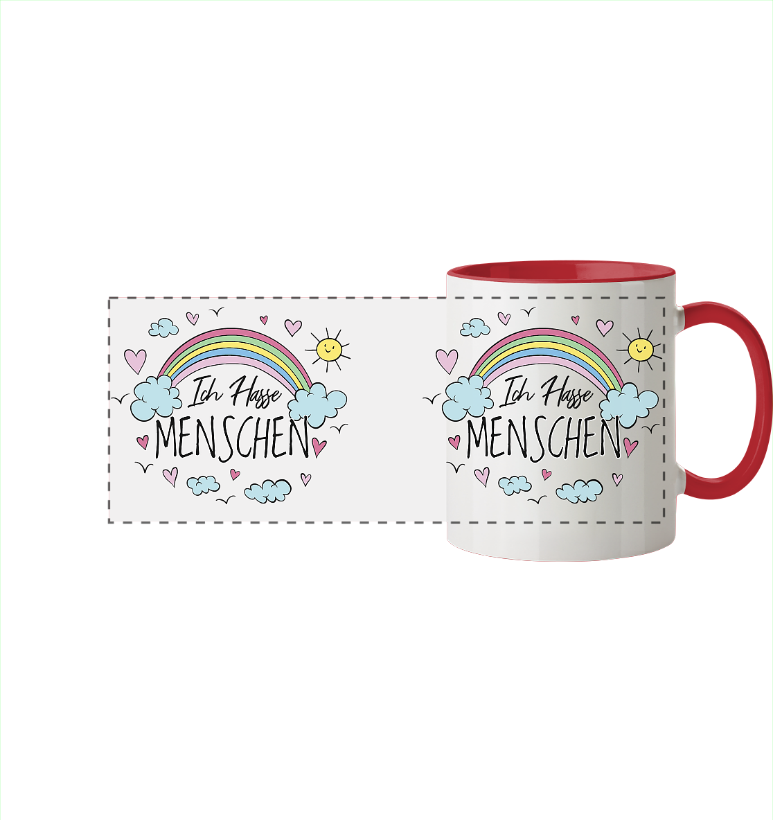 Ich hasse Menschen - Tasse zweifarbig
