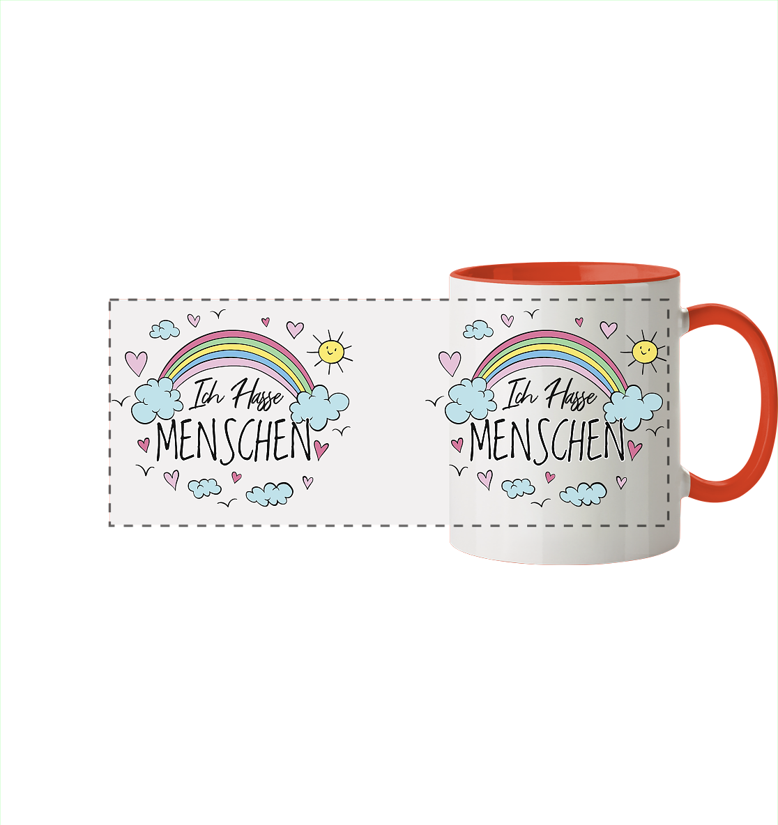 Ich hasse Menschen - Tasse zweifarbig