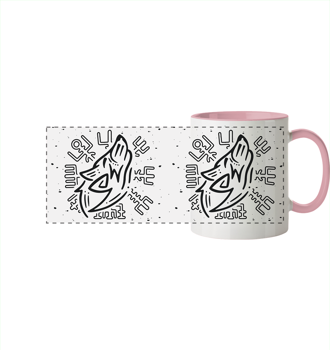 Fenris Wolf mit Runen - Tasse zweifarbig